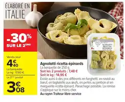 Carrefour Agnolotti ricotta épinards offre