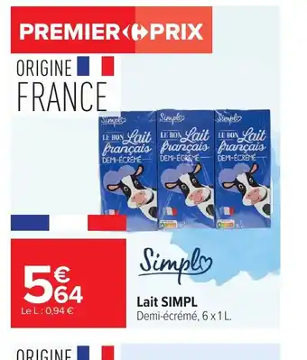 Carrefour SIMPL Lait offre