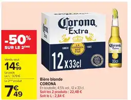 Carrefour CORONA Bière blonde offre