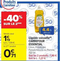 Carrefour CARREFOUR ESSENTIAL Liquide vaisselle offre