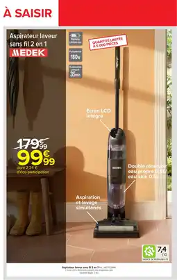 Carrefour MEDEK Aspirateur laveur sans fil 2 en 1 offre