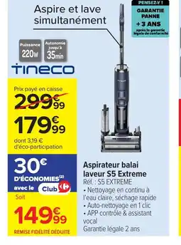 Carrefour TINECO Aspirateur balai laveur S5 Extreme offre