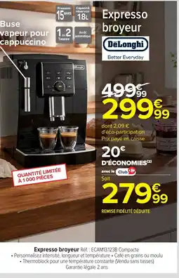 Carrefour DELONGHI Expresso broyeur offre