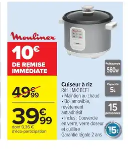 Carrefour MOULINEX Cuiseur à riz offre