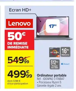 Carrefour LENOVO Ordinateur portable offre