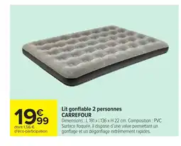 Carrefour CARREFOUR Lit gonflable 2 personnes offre