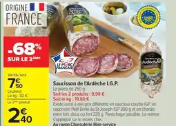 Carrefour Drive Saucisson de l'Ardèche I.G.P. offre