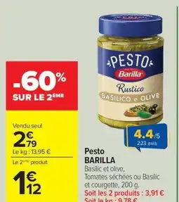 Carrefour Drive BARILLA Pesto offre