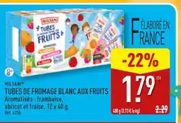 ALDI MILSANI TUBES DE FROMAGE BLANC AUX FRUITS offre