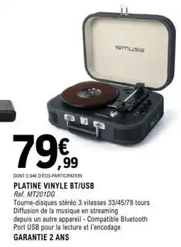 E.Leclerc PLATINE VINYLE BT/USB offre