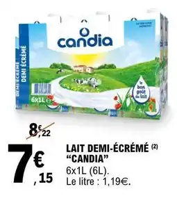 E.Leclerc Lait Demi-Écrémé 'Candia' offre