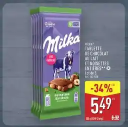 ALDI Milka Tablette de Chocolat au Lait et Noisettes Entières offre