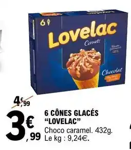 E.Leclerc 6 CÔNES GLACÉS “LOVELAC” offre