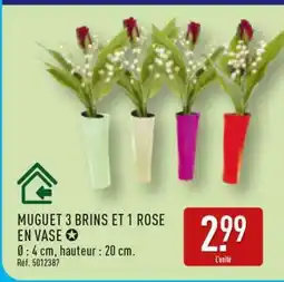 ALDI MUGUET 3 BRINS ET 1 ROSE EN VASE offre