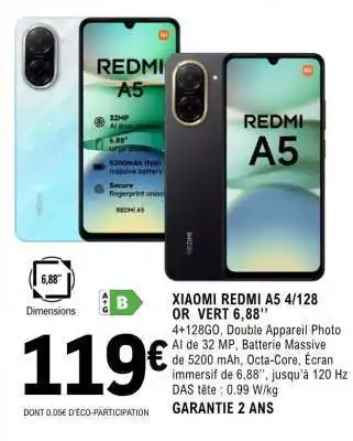 XIAOMI REDMI A5 4/128 OR VERT 6,88’’