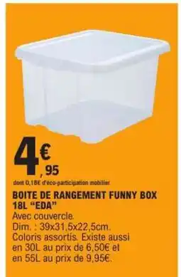 E.Leclerc BOITE DE RANGEMENT FUNNY BOX 18L EDA offre