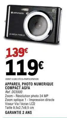 E.Leclerc APPAREIL PHOTO NUMÉRIQUE COMPACT “AGFA” offre