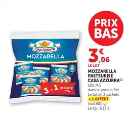 Super U Casa azzurra mozzarella pasteurisée offre