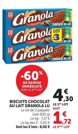 Super U Granola lu granola biscuits chocolat au lait offre