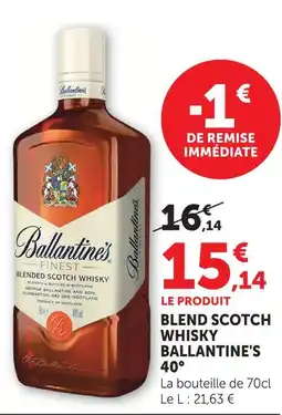 Super U Ballantine's blend scotch whisky 40° offre