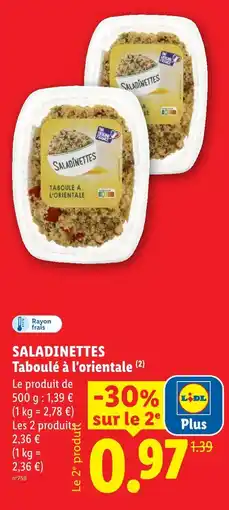 Lidl Saladinettes taboulé à l'orientale offre