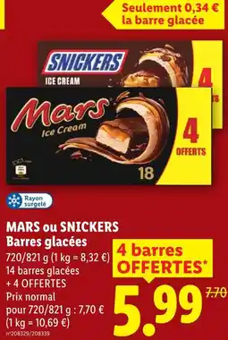 Lidl Mars / snickers barres glacées offre