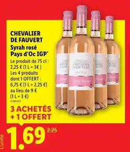 Lidl Chevalier de fauvert syrah rosé pays d'oc igp offre