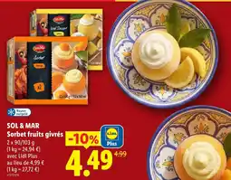 Lidl Sol & mar sorbet fruits givrés offre