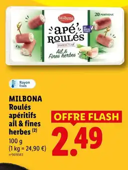 Lidl Milbona roulés apéritifs ail & fines herbes offre