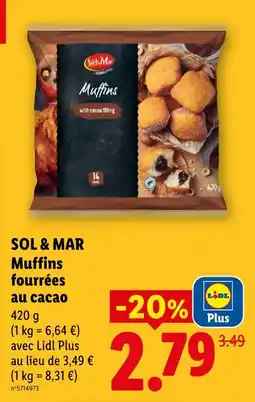 Lidl Sol & mar muffins fourrées au cacao offre