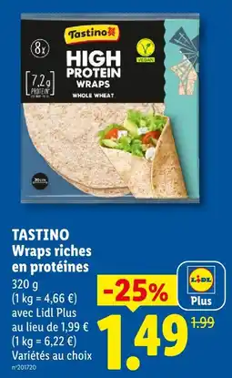 Lidl Tastino wraps riches en protéines offre