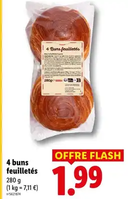 Lidl 4 buns feuilletés offre