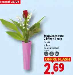 Lidl Muguet en vase 2 brins + 1 rose offre