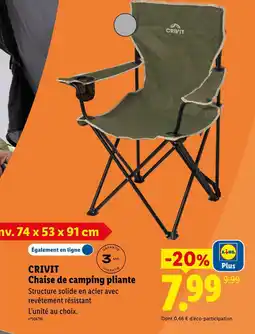 Lidl Crivit chaise de camping pliante offre