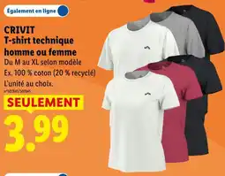 Lidl Crivit t-shirt technique homme blanc offre