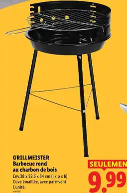 Lidl Grillmeister barbecue rond au charbon de bois offre