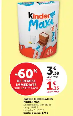 U Express Kinder maxi barres chocolatées offre