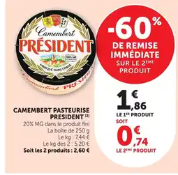 U Express President camembert pasteurisé offre