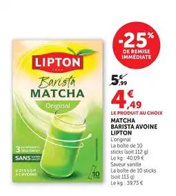 U Express Lipton matcha barista avoine offre