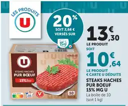U Express U steaks hachés pur bœuf 15% mg offre