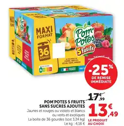 U Express Pom'potes 5 fruits sans sucres ajoutes offre