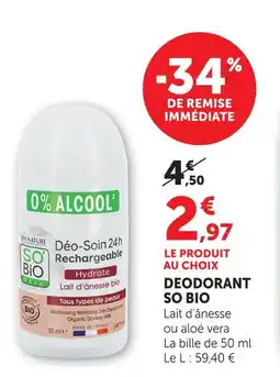 U Express So bio déodorant offre