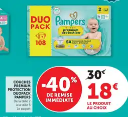 U Express Pampers couches premium protection duopack offre