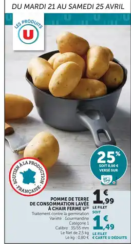 U Express U pomme de terre de consommation lavée à chair ferme offre