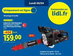 Lidl PARKSIDE PERFORMANCE Tronçonneuse à essence avec démarrage électrique offre