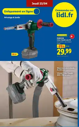 Lidl PARKSIDE Lime à bande sans filsans chargeur L'unité. offre