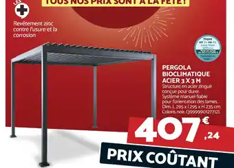 Pergola bioclimatique acier 3 x 3 m