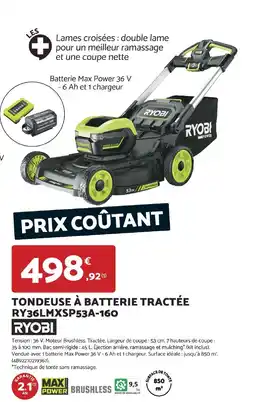 Bricomarché RYOBI Tondeuse à batterie tractée ry36lmxsp53a-160 offre
