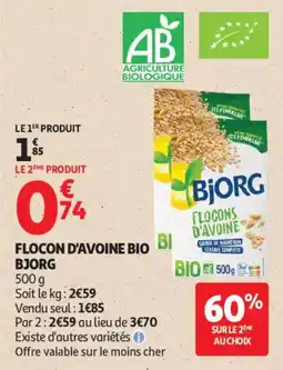 Auchan Flocon d'avoine bio bjorg offre