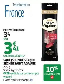 Auchan Saucisson de viande séchée saint agaûne offre